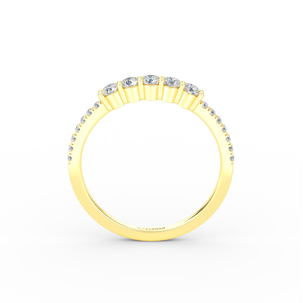 14K Gold 5 Stone Diamond Anniversary Ring