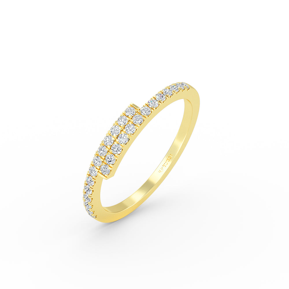 14K Gold Diamond Cross Over Gold  Ring
