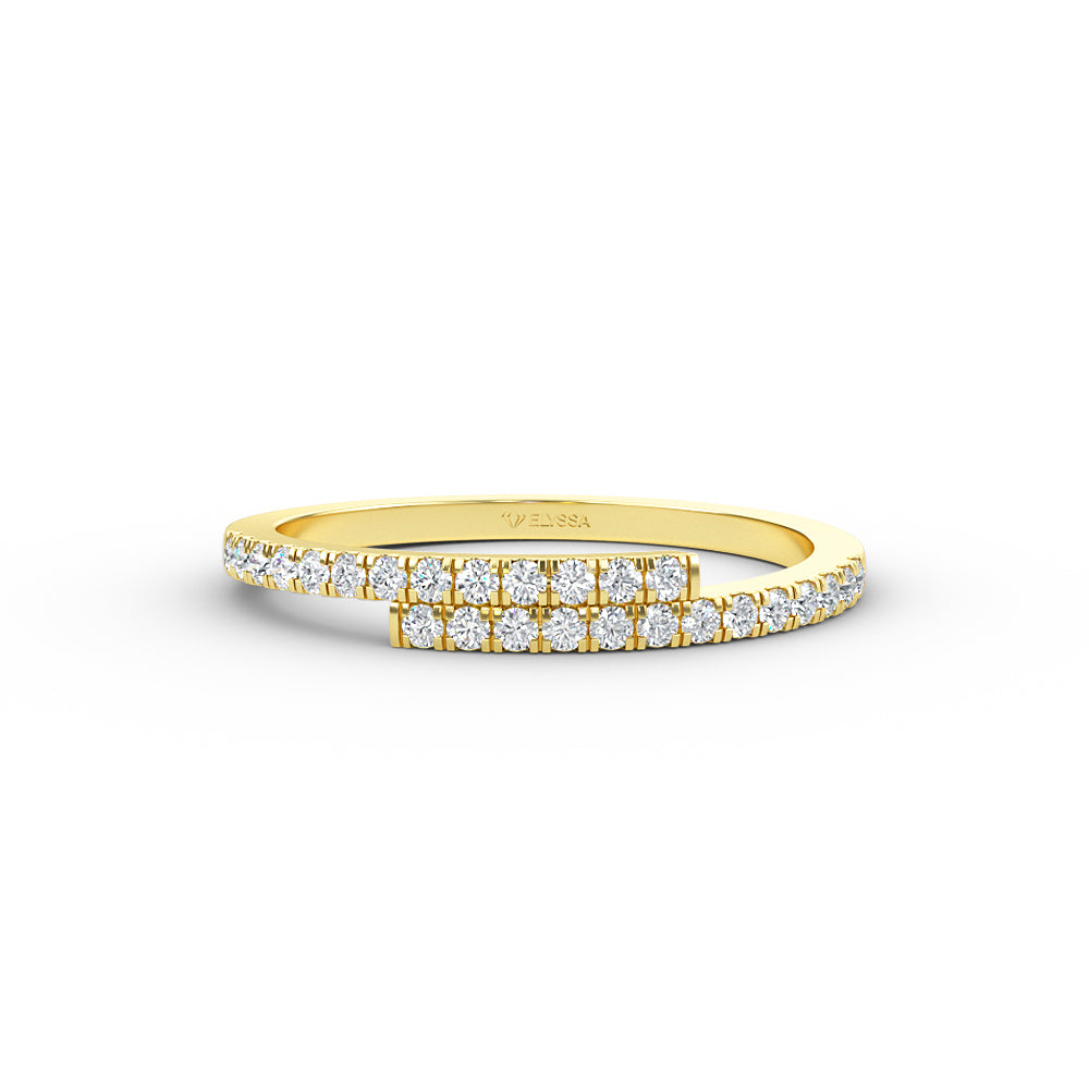 14K Gold Diamond Cross Over Gold  Ring