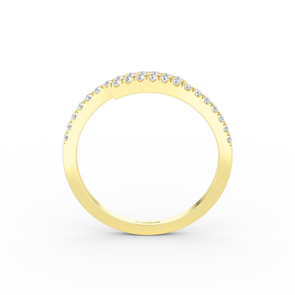 14K Gold Diamond Cross Over Gold  Ring