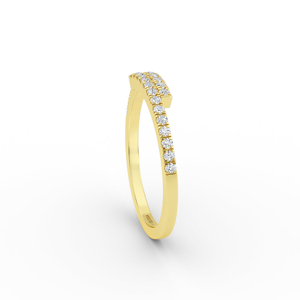 14K Gold Diamond Cross Over Gold  Ring