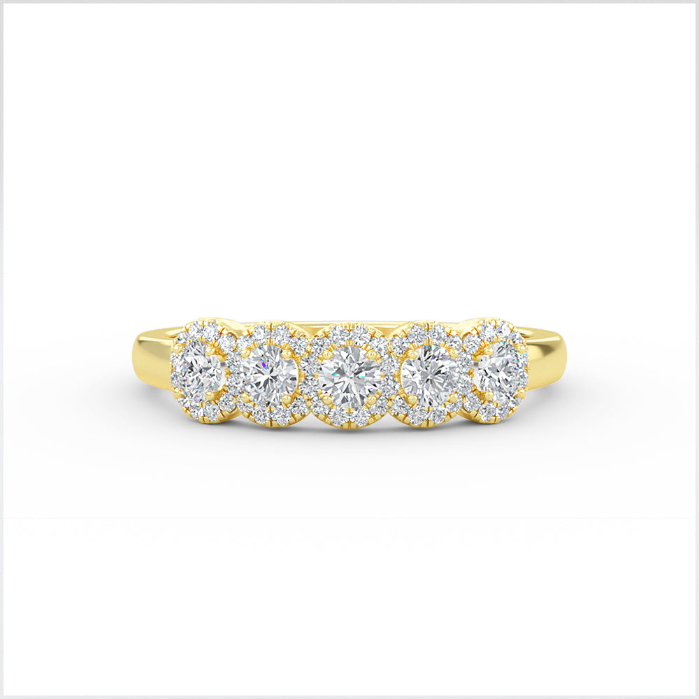 14K Gold 5 Stone Diamond Annivesary Ring