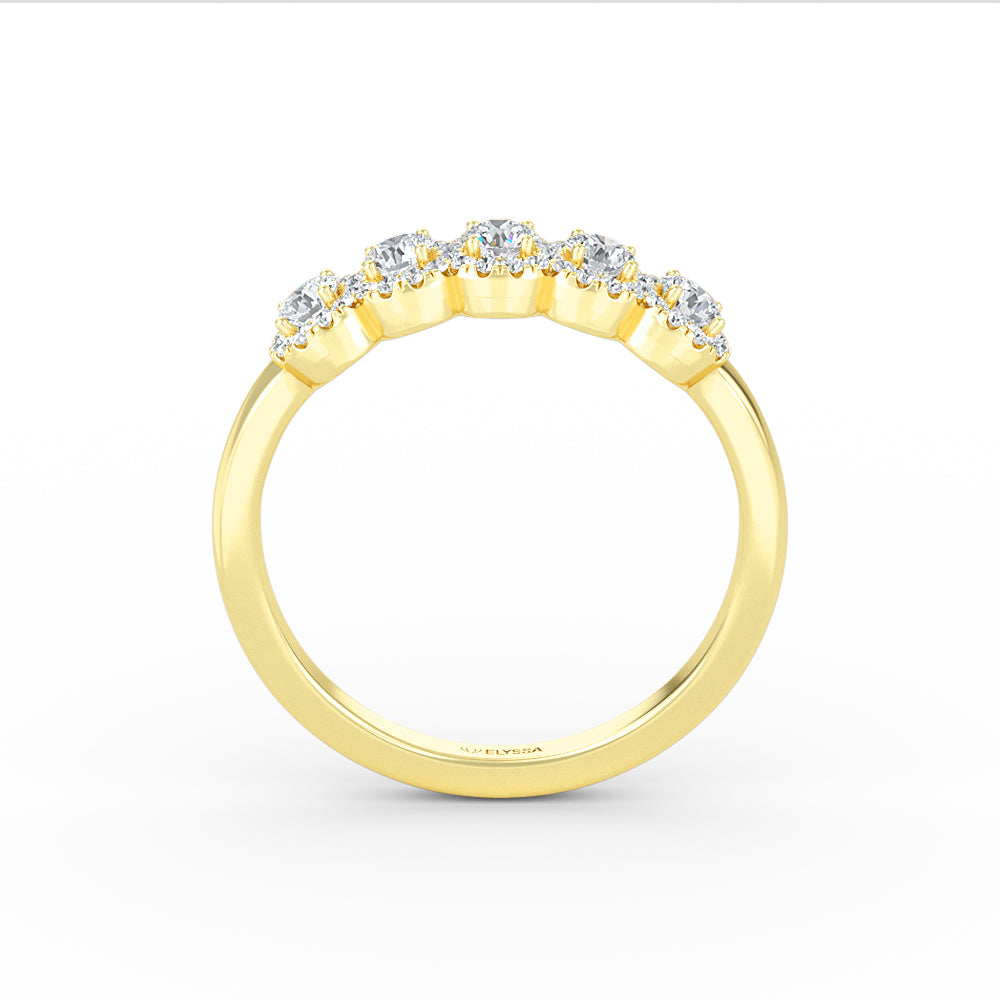 14K Gold 5 Stone Diamond Annivesary Ring