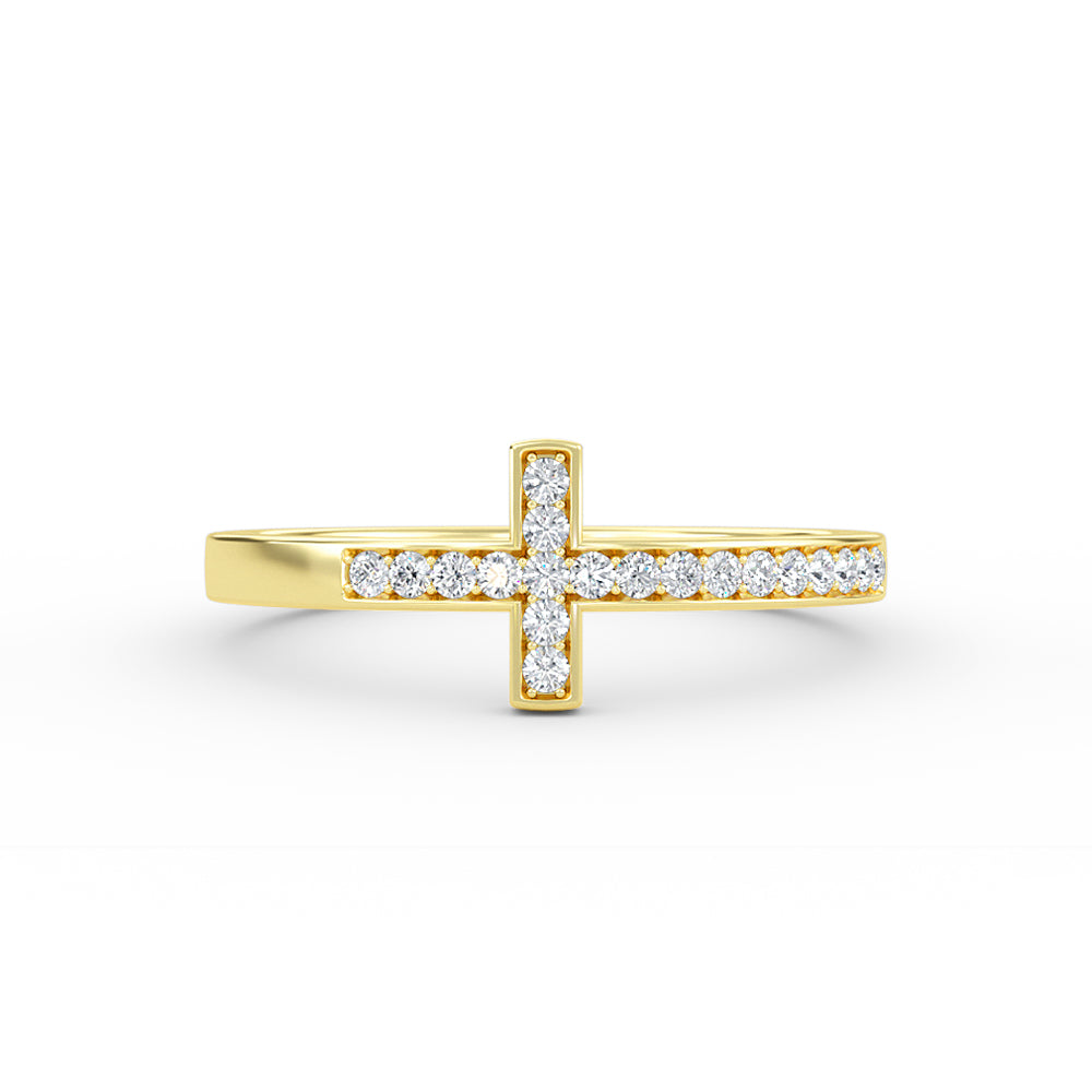 Diamond Cross Gold Ring