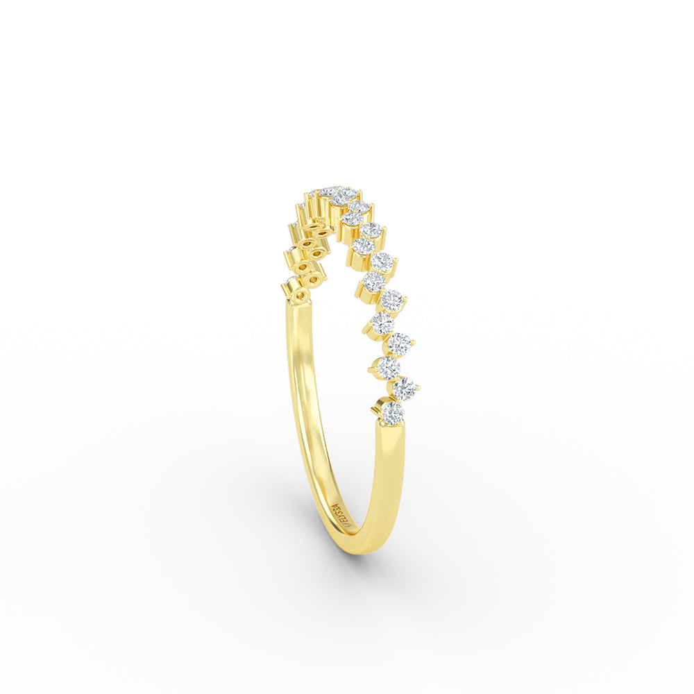 14K Gold Diamond Zig Zag Half Eternity Ring