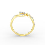 14K Gold Diamond Curl Bypass Ring
