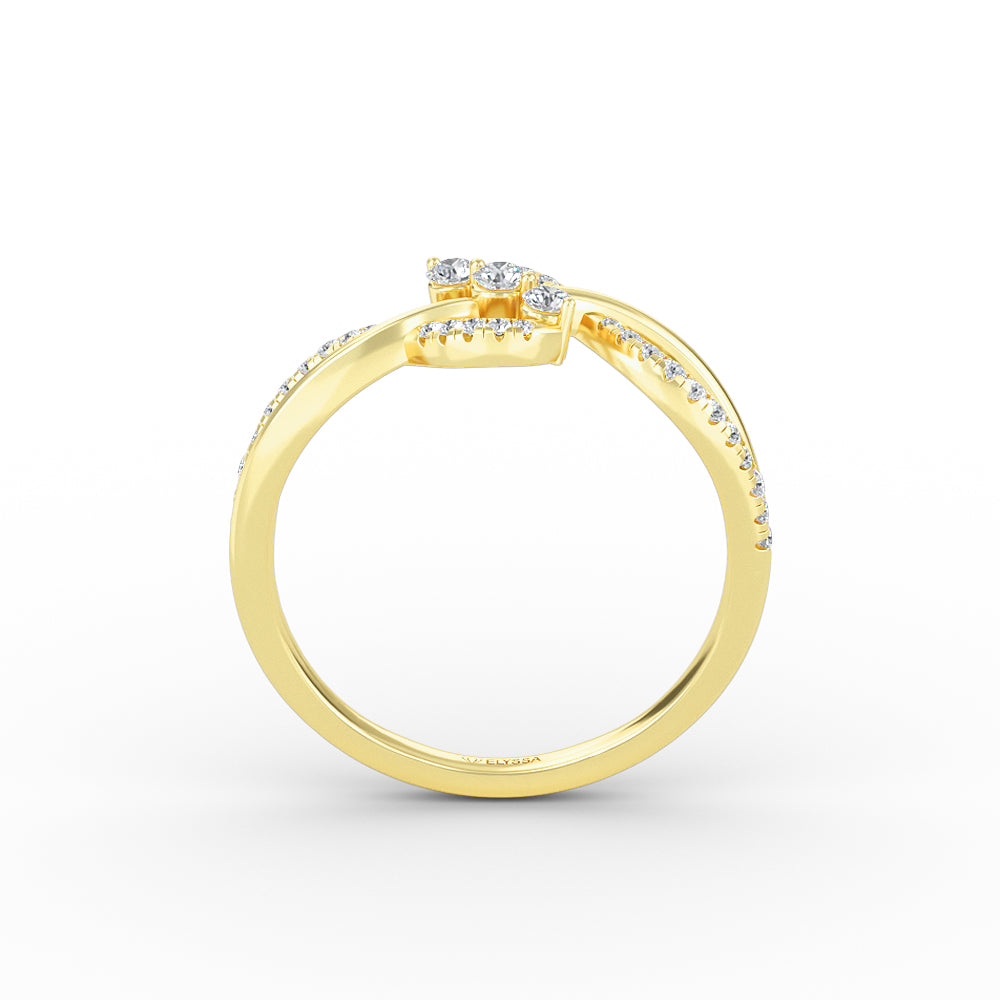 Gold Diamond Curl Ring