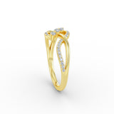 14K Gold Diamond Curl Bypass Ring