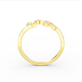 14K Gold Diamond Leaf Open Ring