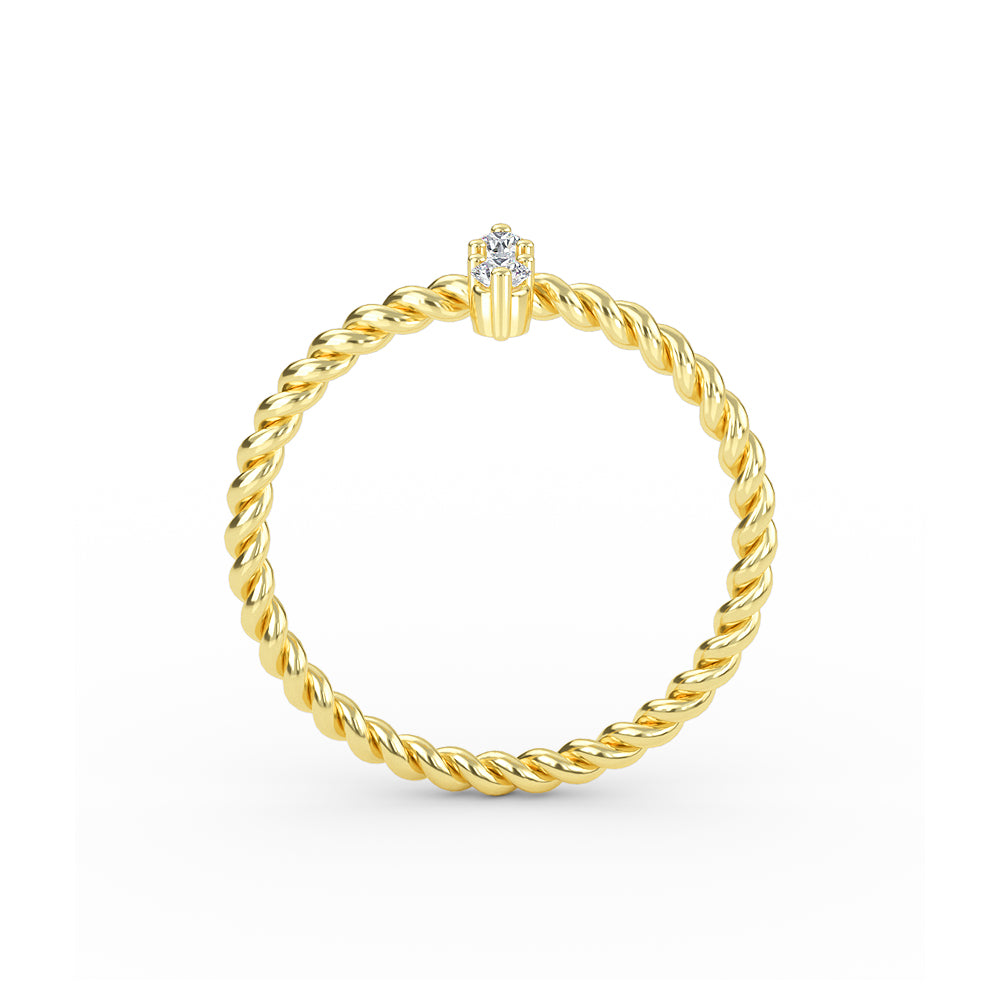 Diamond Twisted Gold Band