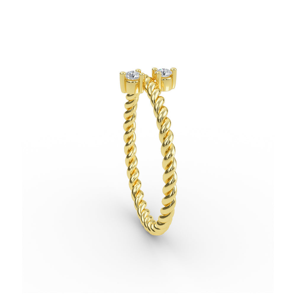 Diamond Twisted Gold Band