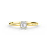14K Gold Baguette and Round Cut Diamond Ring