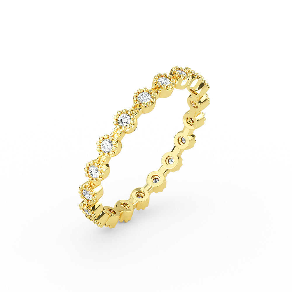 14K Solid Gold Full Eterniy Diamond Wedding Band