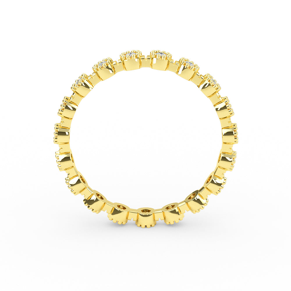 14K Solid Gold Full Eterniy Diamond Wedding Band