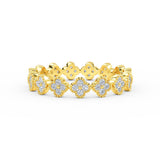 14K Solid Gold Eternity Diamond Clover Wedding Band