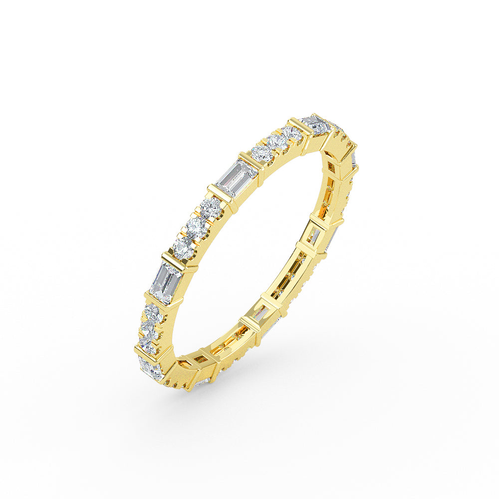 14k Gold Baguette and Round Diamond Eternity Ring