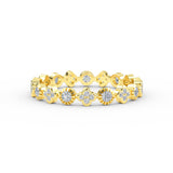 14k Solid Gold Flower 3MM Micro Pave  Diamond Eternity Band