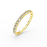 14K Solid Gold Micro Pave Thin Half Eternity Wedding Band