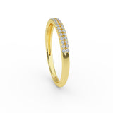 14K Solid Gold Micro Pave Thin Half Eternity Wedding Band