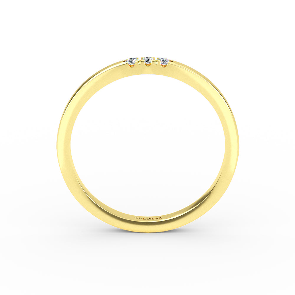 14K Gold 1.6MM 3 Stone Diamond Wedding Band