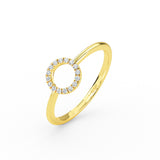 14K Gold Open Circle Diamond Wedding Band
