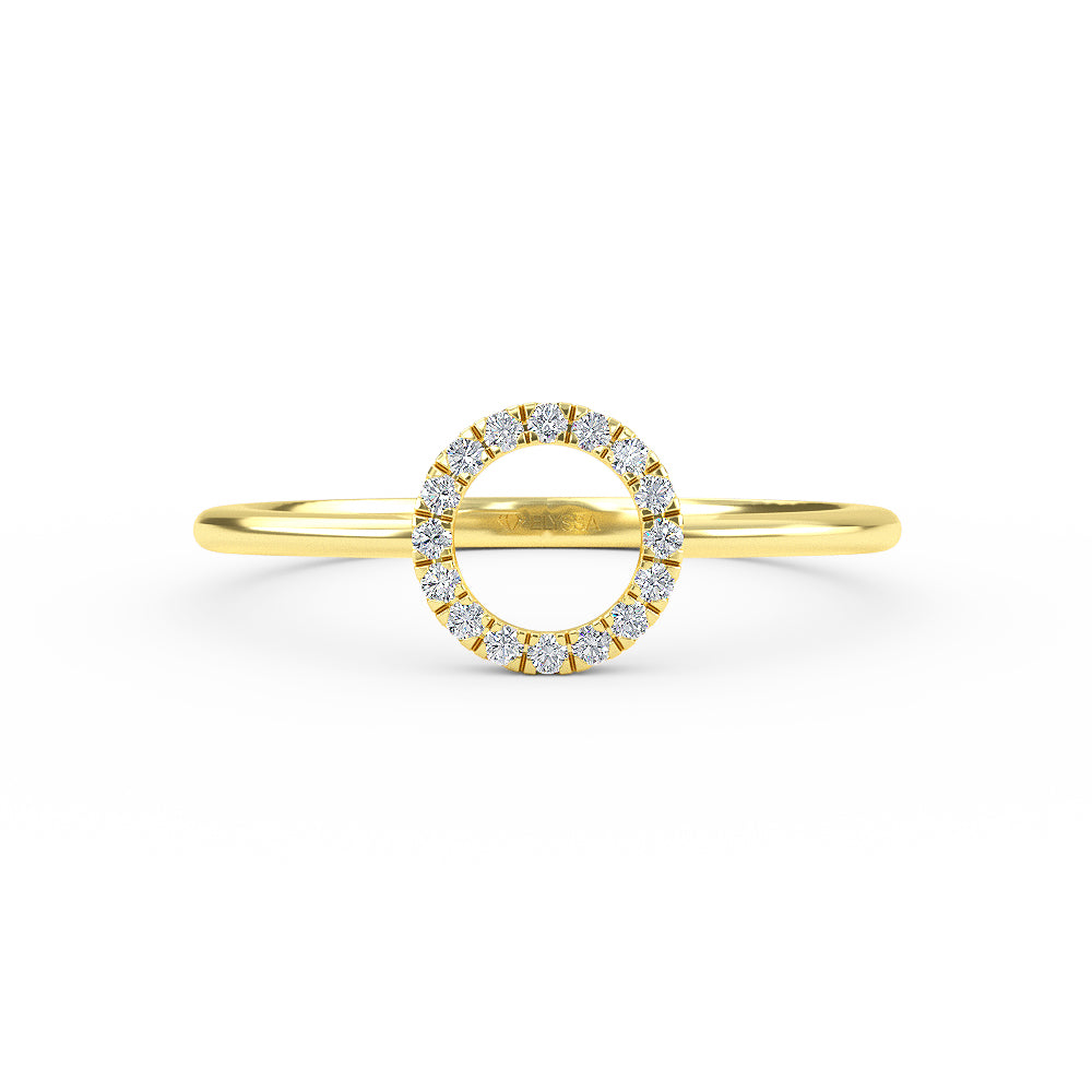 14K Gold Open Circle Diamond Wedding Band