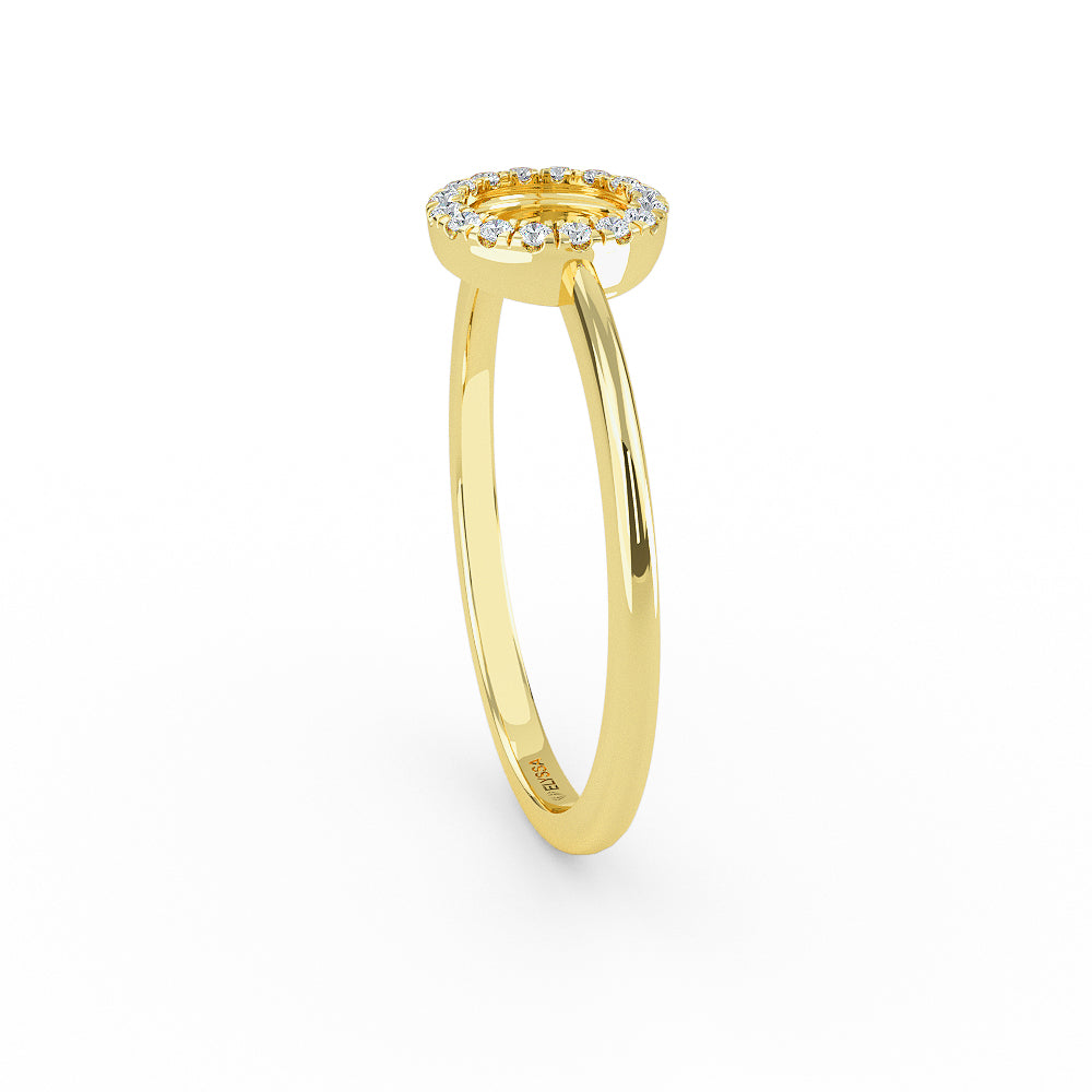 14K Gold Open Circle Diamond Wedding Band