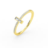 14K Gold Baguette Diamond and Round Diamond Wedding Band