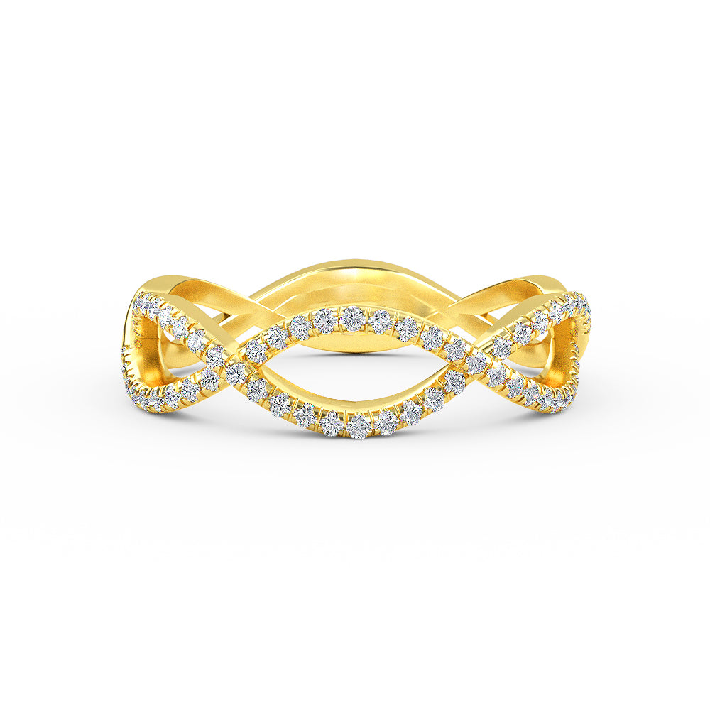 14K Gold Diamond Wedding Ring, Gold Infinity Wedding Ring