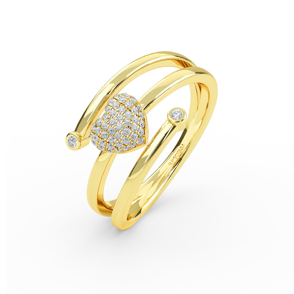 14K Gold Heart Diamond Ring