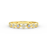 14K Gold 3MM Half Eternity Flower Diamond Wedding Band
