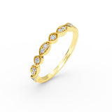 14K Gold Half Eternity Marguise Design Diamond Wedding Baand