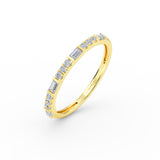 14K Gold Half Eternity Baguette Diamond and Round Diamond Wedding Band