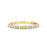 14K Gold Half Eternity Baguette Diamond and Round Diamond Wedding Band