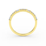14K Gold Half Eternity Baguette Diamond and Round Diamond Wedding Band