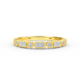 14K Gold Half Eternity  Princess Cut and Round Cut Diamond Wedding Band