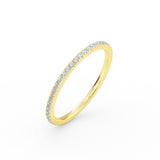 14K Yellow Gold 1.3MM Micro Pave Diamond Eternity Wedding Ring