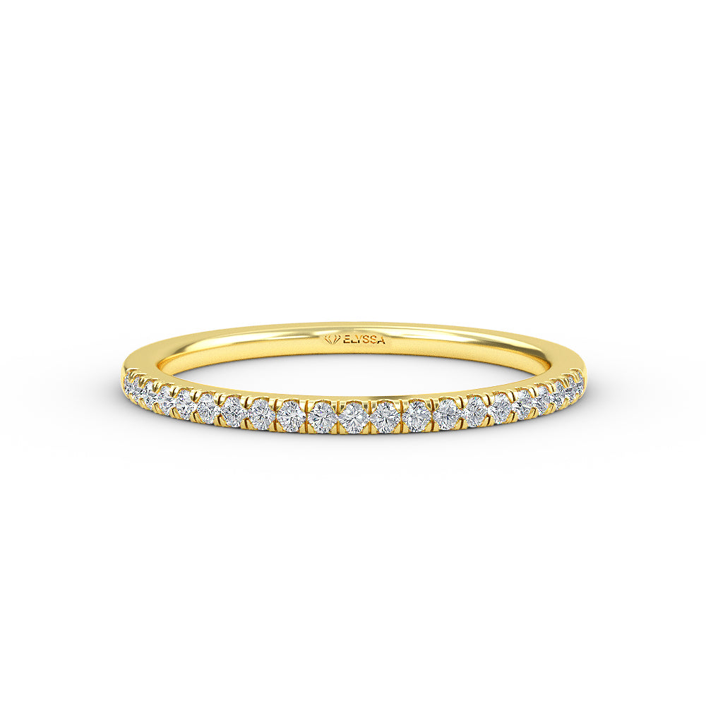 14K Gold 1.3MM Half Eternity Diamond Wedding Band