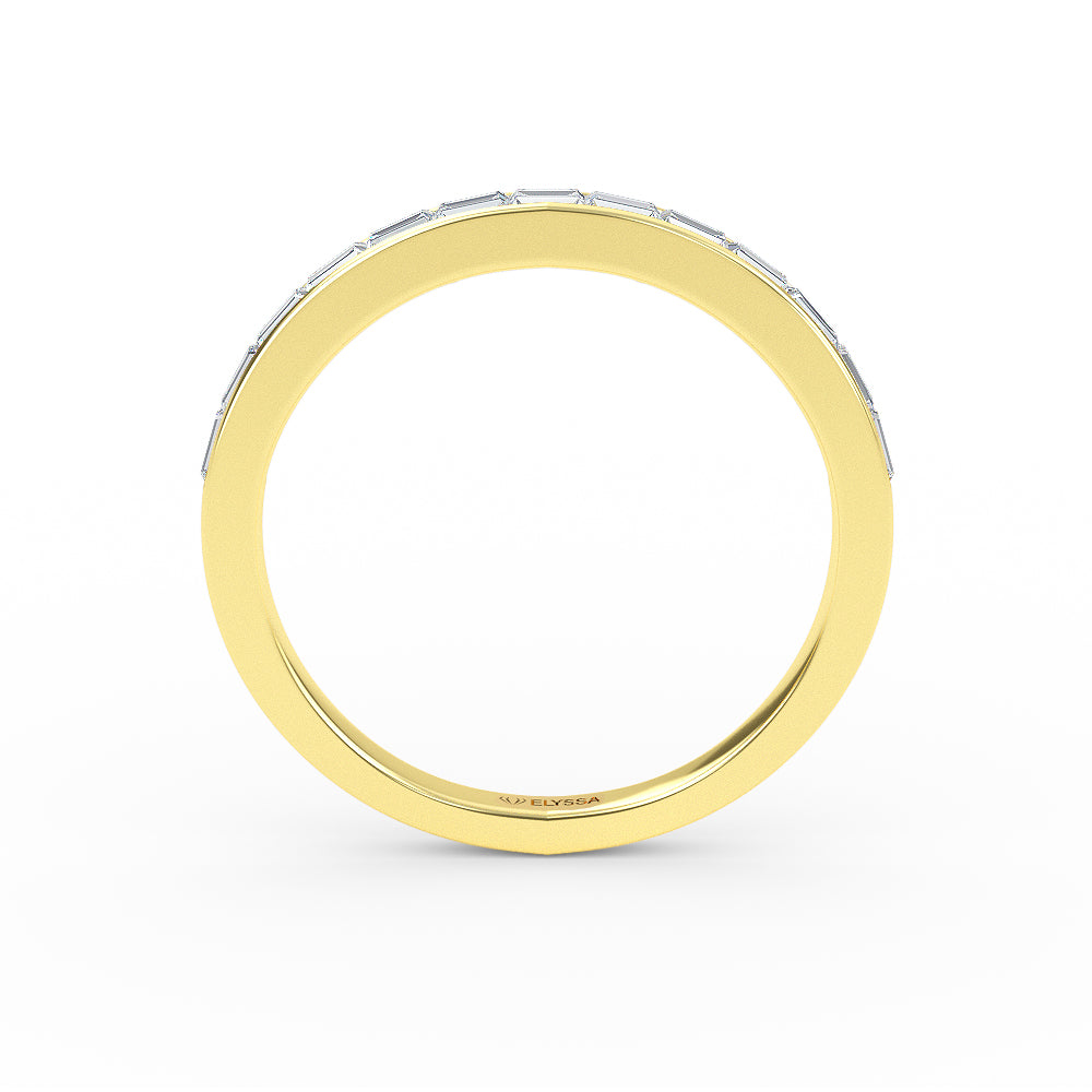 14K Gold Baguette Halft Eternity Diamond Channel Set Wedding Band