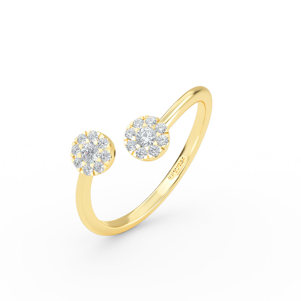 14K Gold Cluster Micro Pave Diamond Wedding Band