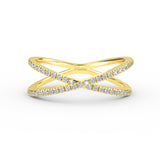 14K Gold Diamond Criss Cross Ring