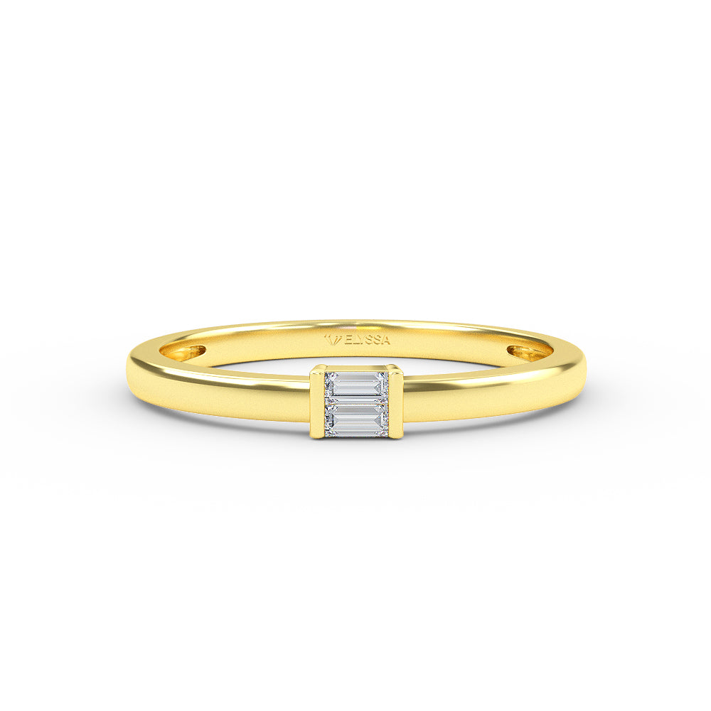 14K Soild  Gold Baguette Diamond Engagement Ring