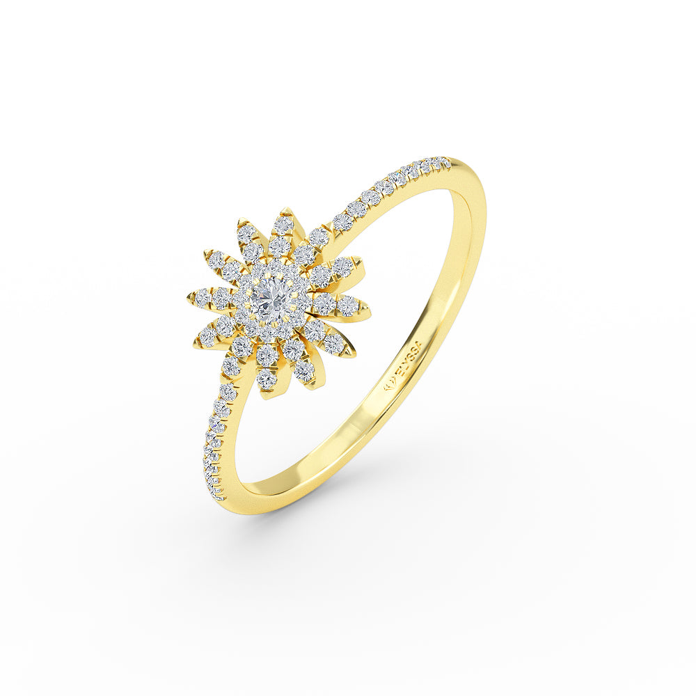 14K Gold Floral Diamond Ring