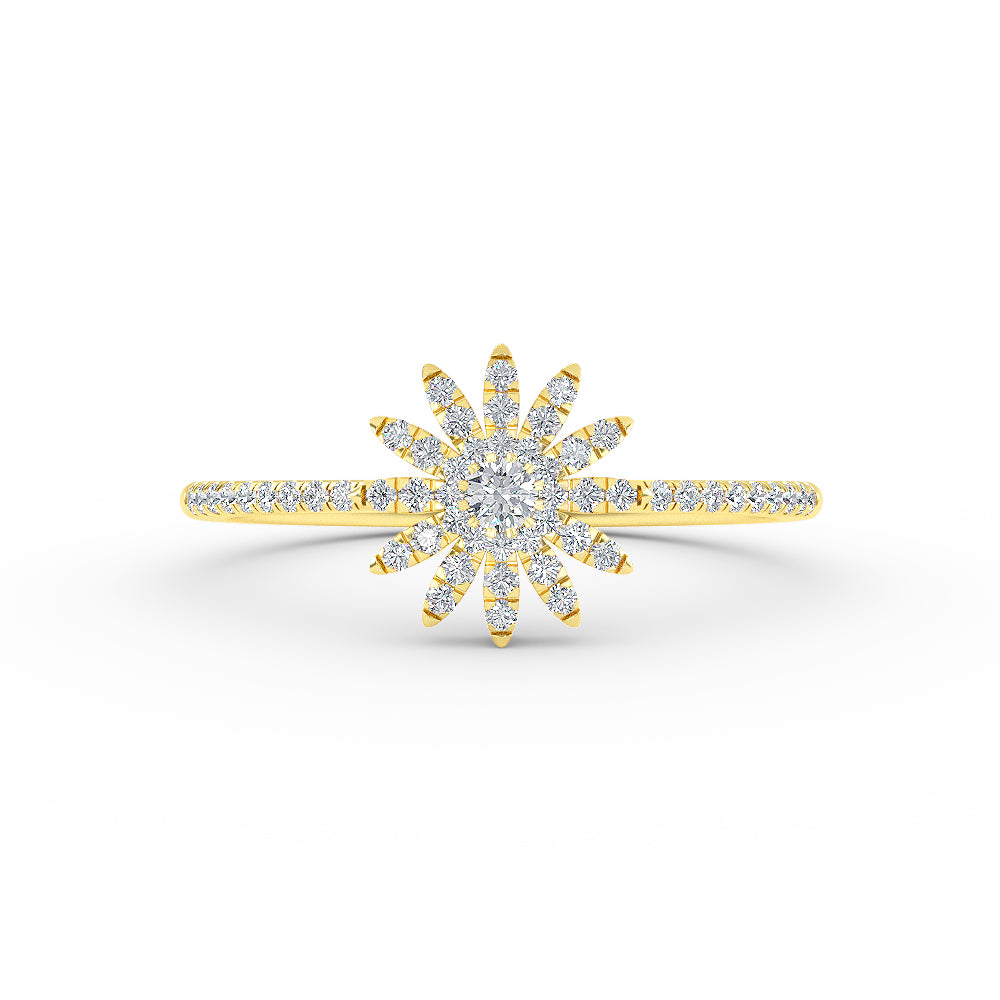 14K Gold Floral Diamond Ring