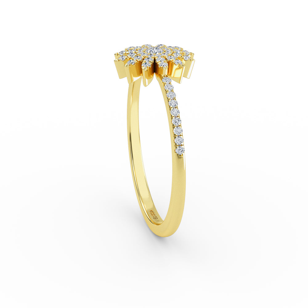 14K Gold Floral Diamond Ring