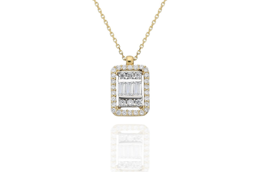 14K Gold Fancy Baguette and Round Combined Necklace