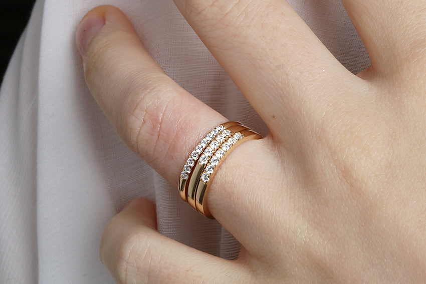 14K Gold 2.2mm Half Way Diamond Wedding Band