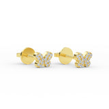 14K Solid Gold Diamond Butterfly Earrings