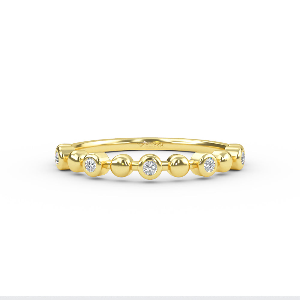 14K Gold Half Eternity Bezel Set Diamond Wedding Band