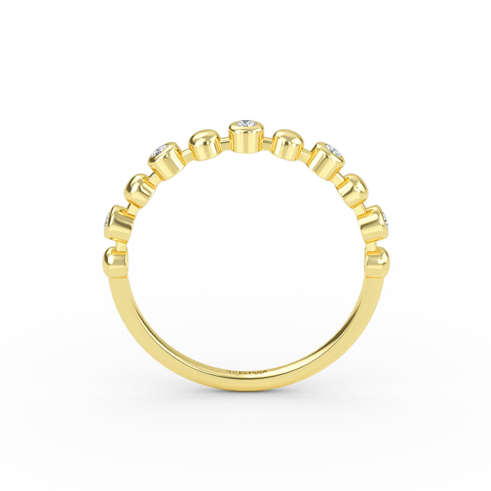 14K Gold Half Eternity Bezel Set Diamond Wedding Band